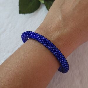 💙NWT.CR4 Beaded crochet bracelet. Boho Bracelet.Handmade Bangle.Seed Bead Rope.